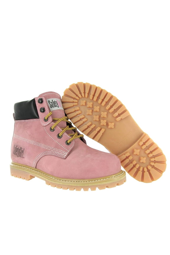 Steel Toe Boots for Women - Light Pink-5M | Waterproof Work Boots for Women Steel Toe Boots | Slip Resistant Work Shoes for Women | Lightweight Nubuck Leather for Comfort and Style