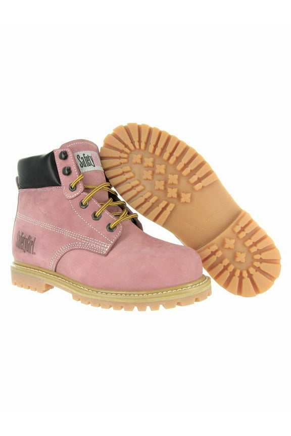 - Stylish Steel Toe Boots For Women | Work Boots For Women | Water Resistant Feature | Lightweight & Slip-Resistant Steel Toe Shoes For Women | Premium Nubuck Leather | Light Pink - 9.5W