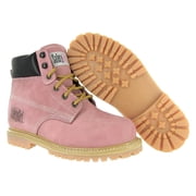 Safety Girl - Stylish Steel Toe Boots For Women | Work Boots For Women | Water Resistant Feature | Lightweight & Slip-Resistant Steel Toe Shoes For Women | Premium Nubuck Leather | Light Pink - 8M