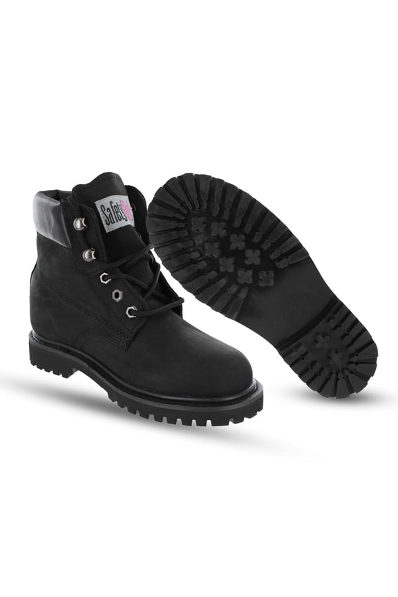 Women’s Work Boots | Waterproof Leather Work Boots for Women | Oil & Slip-Resistant Soft Toe Boots for Women | Premium Nubuck Leather | Lightweight and Comfortable | Black Leather - 8.5M