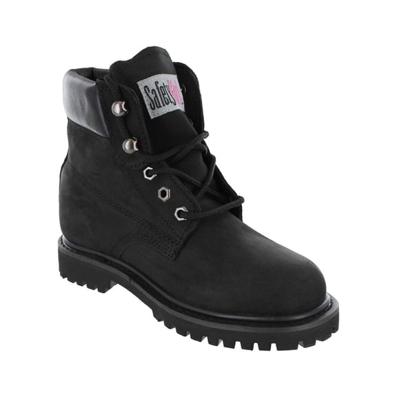 Safety Girl Women’s Soft Toe Work Boots - Black - 8W | Durable Nubuck Leather | Water-Resistant Boots for Warehouse, Construction & Outdoor Jobs | Rubber Outsole | Lightweight Comfort