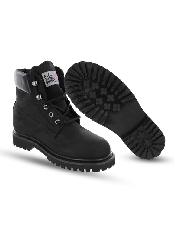 Women’s Work Boots I Soft Toe Work Boot I Waterproof Boots I Oil & Slip Resistance I Premium Nubuck Leather I Lightweight and Comfortable I Leather, 7.5M, Black