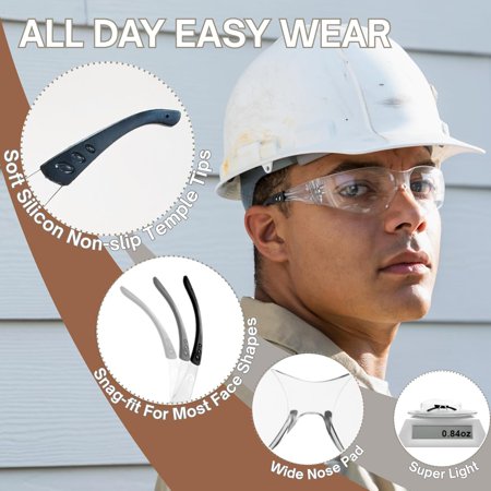 Safety Glasses 80 Pack, ANSI Z87.1 Impact Resistant Eye for Construction Lab Outdoor