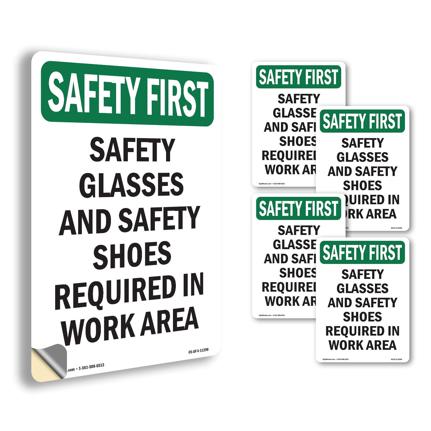 Safety Glasses And Safety Shoes OSHA SAFETY FIRST Vinyl Decal Label 18 ...