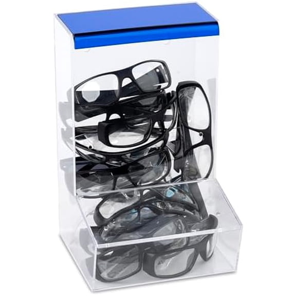 Safety Glasses Dispenser With Two Lids - Dustproof Acrylic Bin Holder for Protective Eyewear Goggles Used in Industrial, Factory and Lab Settings, Wall Mount or Countertop$$Furniture