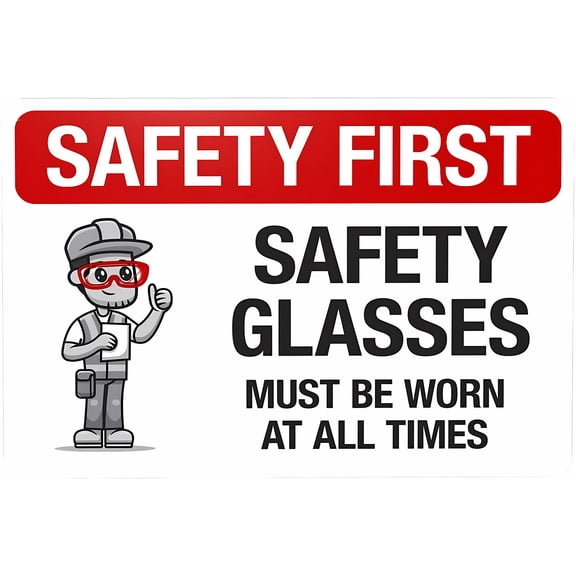 Safety Glasses Warning Sign - 8"x12" Metal Security Decor, Vintage Caution Marker for Business Office Home Street