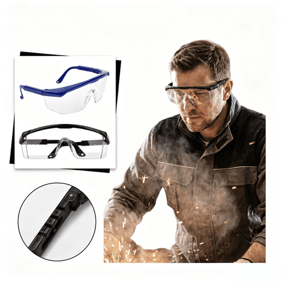 Safety Goggles Anti-Fog Clear Protective Eyewear,Splash-Proof Dust-Proof Windproof Glasses for Work Lab Outdoor Riding Black Frame