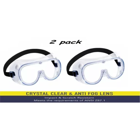 Safety Goggles Over Glasses Lab Work Eye Protective Eyewear Clear Lens (2 Pack)