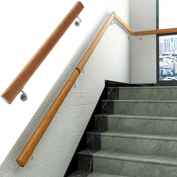 Safety Handrail Stair Railing Wooden Stair Handrail Wall Mount Stair Handrail 220.46lbs