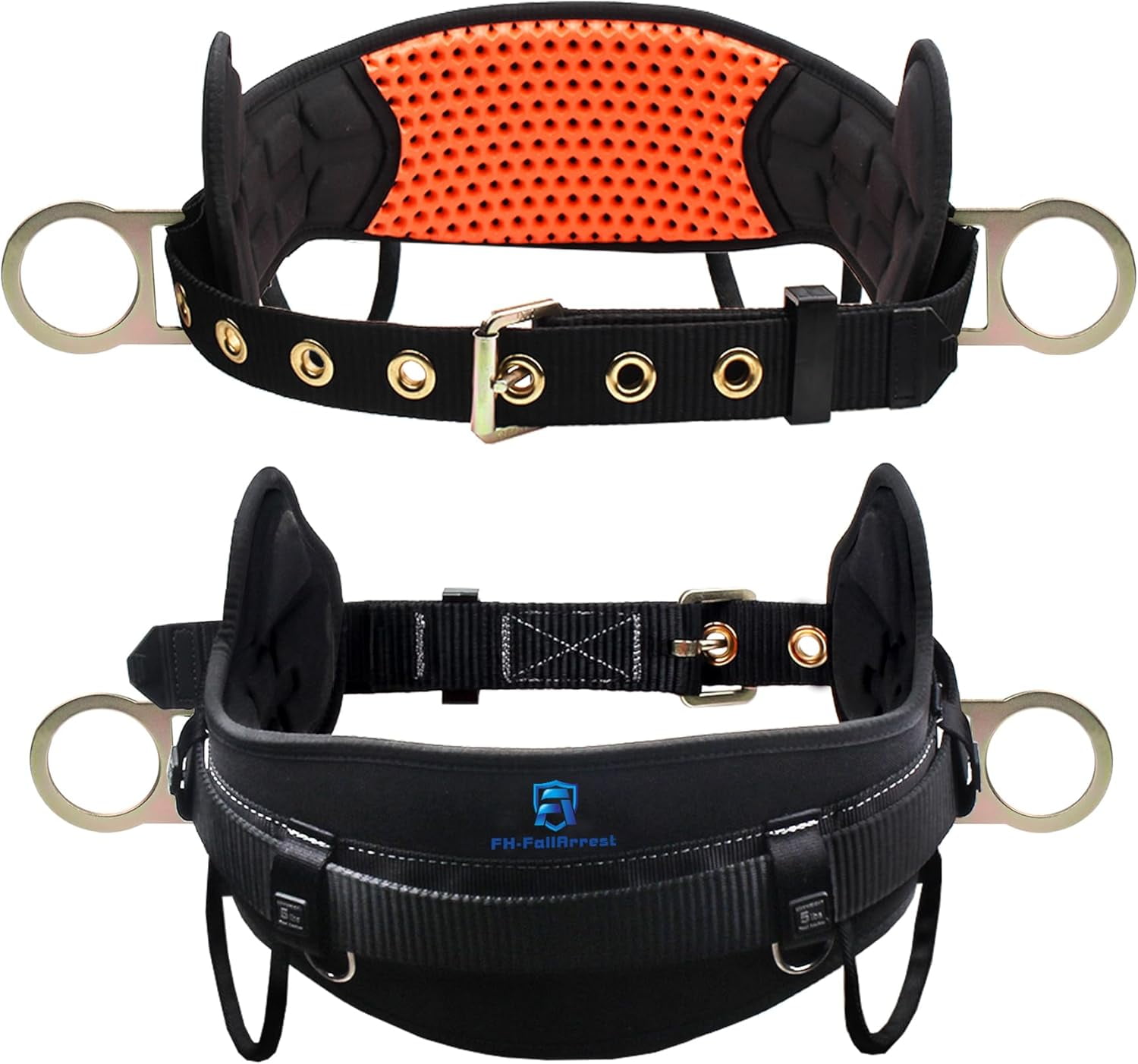 Safety Harness Climbing Belt - Tongue Buckle Safety Belt With Ventable & Moisture-Wicking Waist Pad and 2 Side D-Rings Personal Fall Protection Safety Belt for Work Positioning Restraint