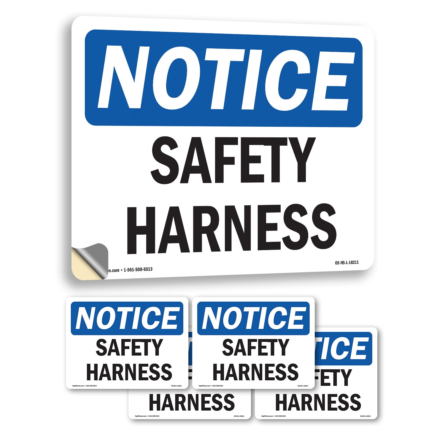 Safety Harness OSHA Notice Vinyl Decal Label 7 Inch x 5 Inch - 5 Pack ...