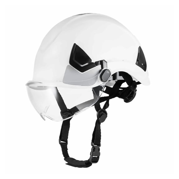 Safety Helmet Industrial with Visor, ANSI Certified Hard Hat - 6 Point Ratchet Suspension, Construction Helmet for Work, High Visibility Reflective Strips