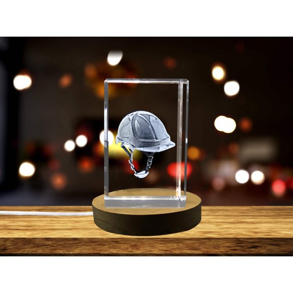Safety Helmet Keepsake with 3D Engraved Crystal Gift