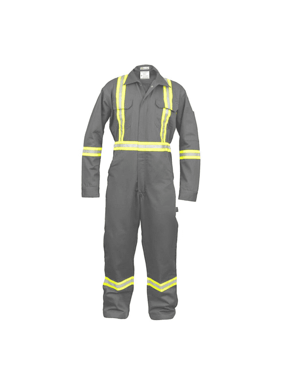 Safety Hi Vis Coverall with Leg Zipper 100% Cotton, 7 oz (2XL, Light Grey)