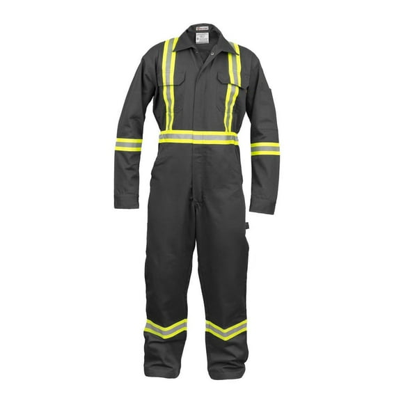 Safety Hi Vis Coverall with Leg Zipper – 100% Cotton, 7 oz (3XL, Dark Grey)