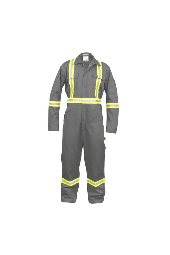 Safety Hi Vis Coverall with Leg Zipper – 100% Cotton, 7 oz (3XL, Light Grey)