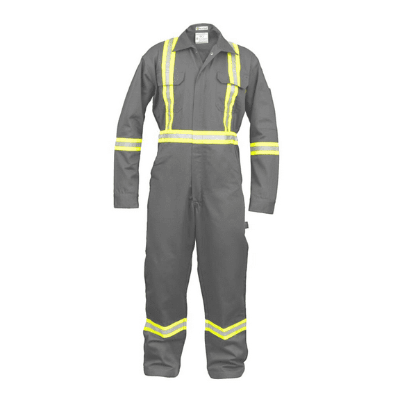 Safety Hi Vis Coverall with Leg Zipper – 100% Cotton, 7 oz (Medium, Light Grey)