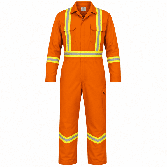 Safety Hi Vis Coverall with Leg Zipper 100% Cotton, 7 oz (Medium, Orange)