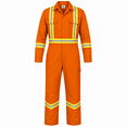 thumbnail image 1 of Safety Hi Vis Coverall with Leg Zipper 100% Cotton, 7 oz (Medium, Orange), 1 of 4