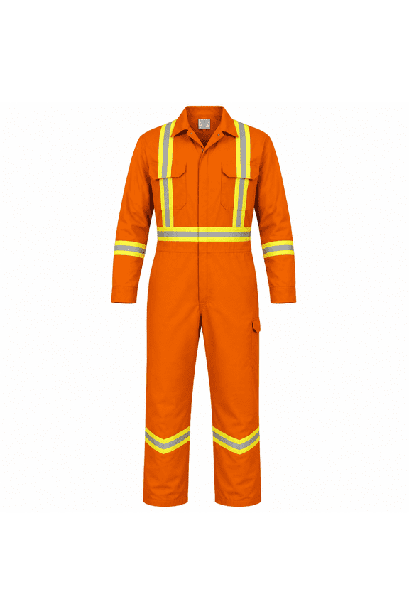 Safety Hi Vis Coverall with Leg Zipper 100% Cotton, 7 oz (Small, Orange)