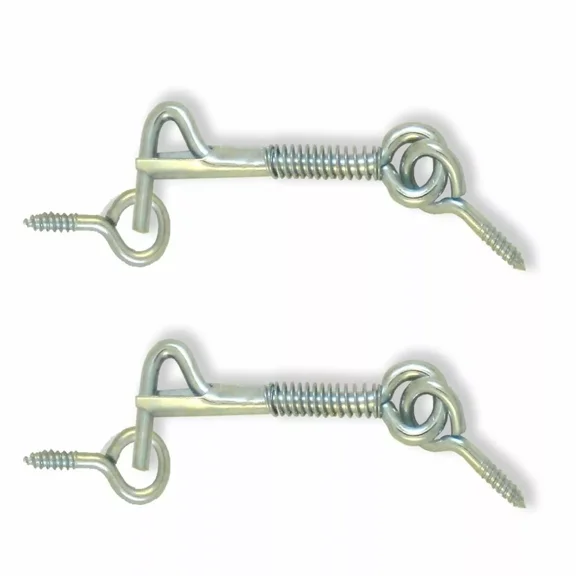 Safety Hook & Eye Latch, Zinc, 2 1/2 Inch 2 Pack Aldaba O Gancho Con Cerrojo