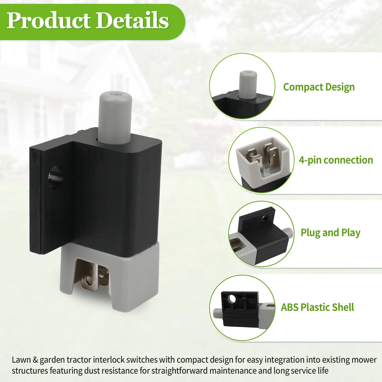Packing Switching Safety Interlock Switch for Lawn Tractors Universal Fit 1 Pack ...