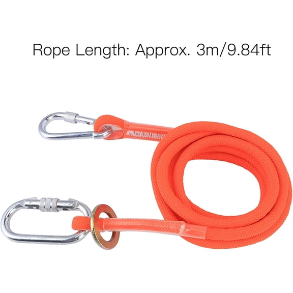 Safety Lanyard, 1800 kg Nylon Climbing Rope, Protective Safety Belt for Tree Climbing, Rock Climbing, and High-Altitude Work Positioning