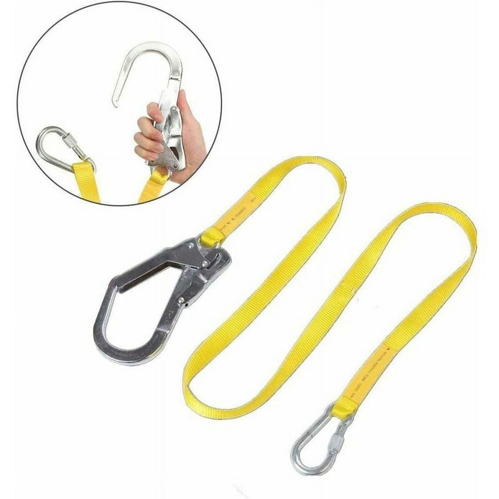 Safety Lanyard, Outdoor Climbing Harness Belt Fall Protection Rope with Snap Hooks, Carabiner