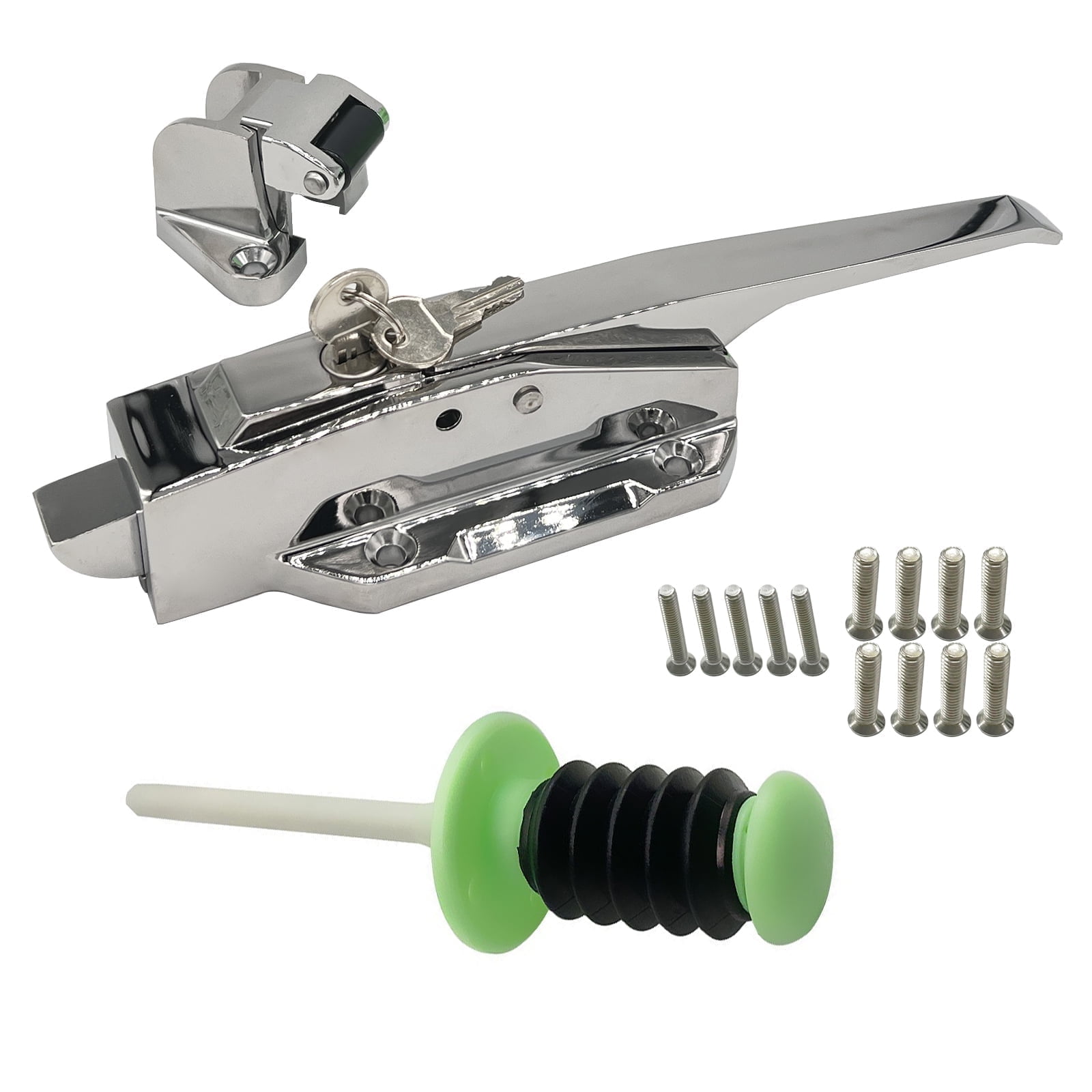 Safety Latch Handle Kit For Walk-in Cooler Doors - 304 Stainless Steel, 3.9" Inside Release, Offset Strike - View #6