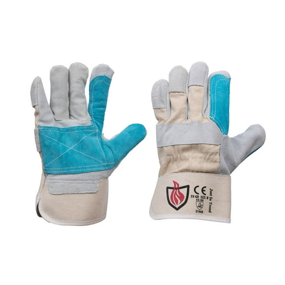 Safety Leather Worker Gloves, 2 Pairs, Size: Large