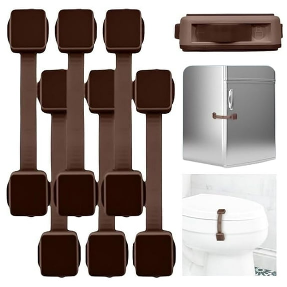Autumn Bliss Co Cabinet Locks - Baby Proofing, No Drilling, Easy Install, Adjustable & Reusable, Child Proof, 6 Piece Brown