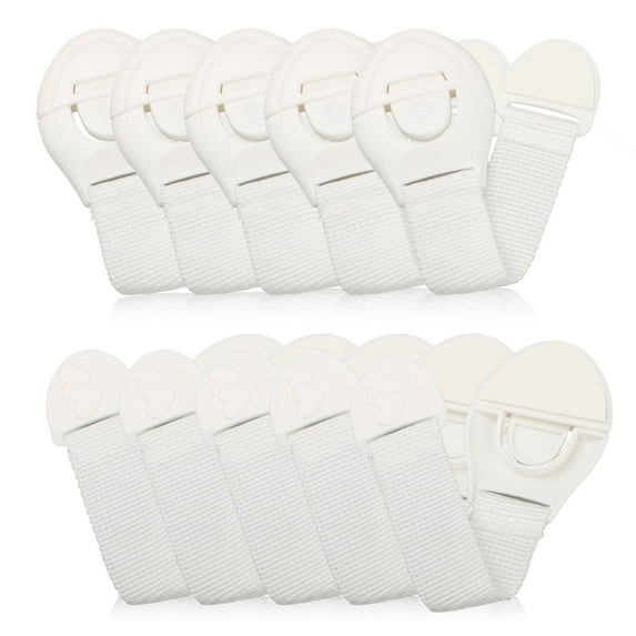 Safety Locks, EEEkit 10pcs Adjustable Safety Straps Latches for Cabinets, Drawers Sliding Doors, Refrigerator, Windows, Toilet Seat, Lever Door Handle, Fridge