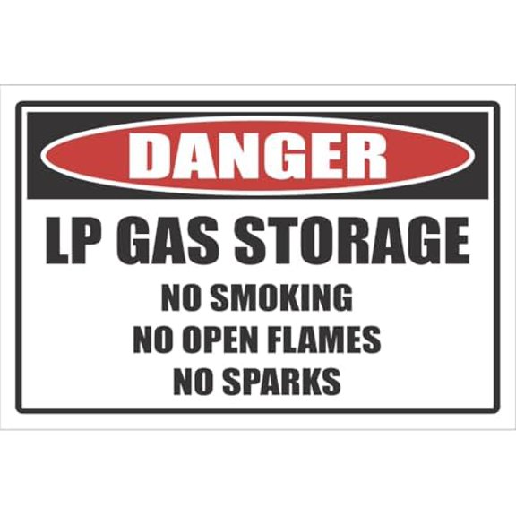 Safety - Lp Gas Storage Danger Sign Metal Sign Decorative Wall Plaque, 12 X 8 inch