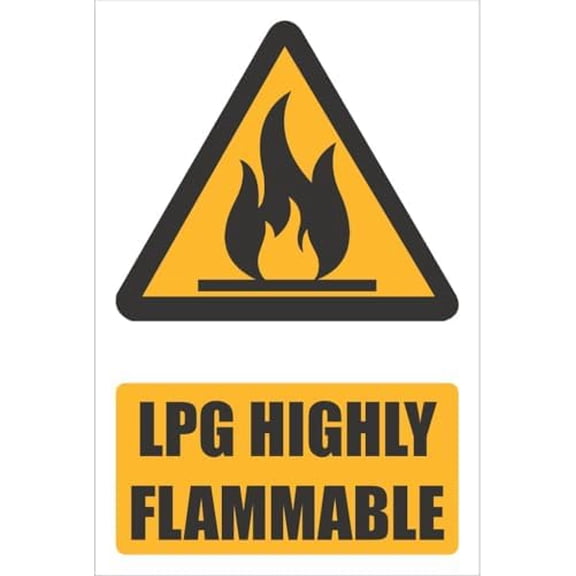 Safety - Lpg Highly Flammable Gas Sign Metal Sign Decorative Wall Plaque, 12 X 8 inch