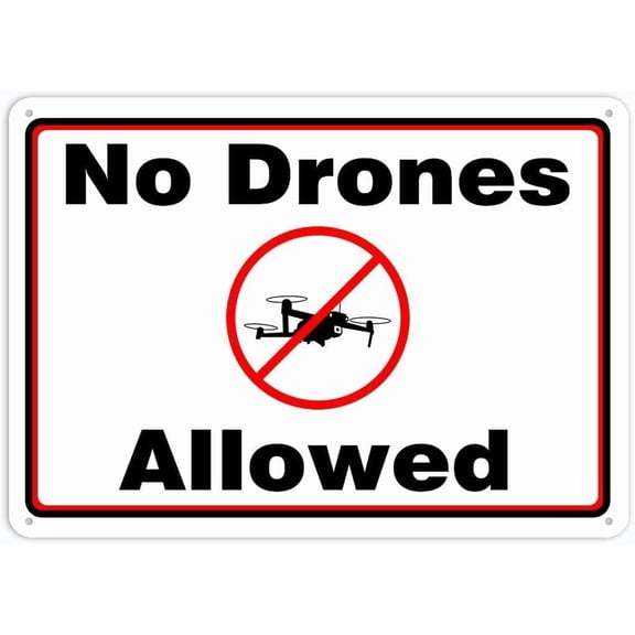 Safety No Drones Allowed Rust Free Aluminum Sign, Weatherproof Heavy Duty Security Plaque For Home Business, Drone Ban Sign, 8x12 Inch