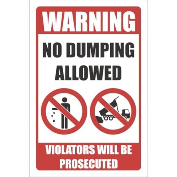 Safety - No Dumping Allowed Sign Metal Sign Decorative Wall Plaque, 12 X 8 inch