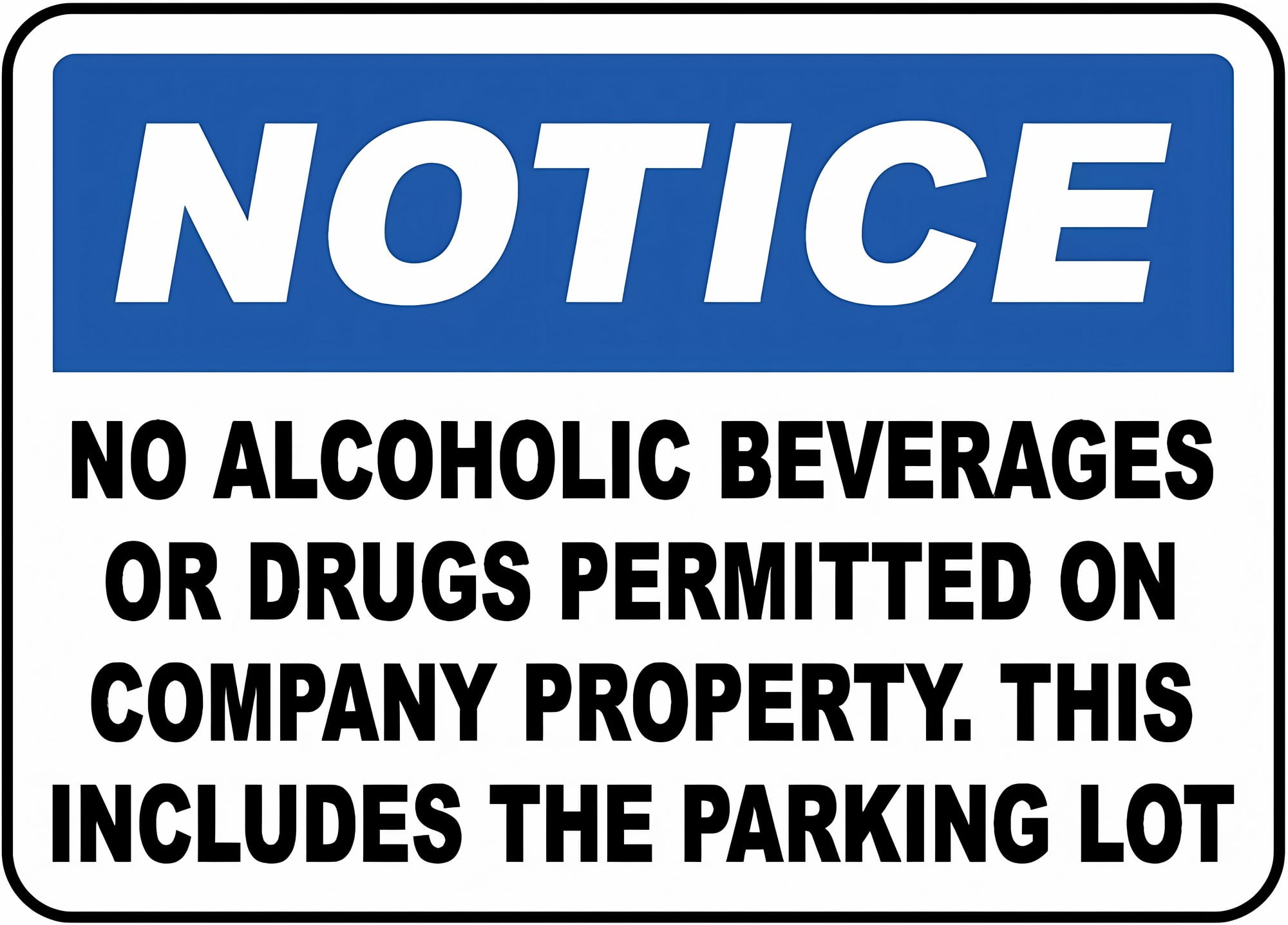 Safety Notice No Alcoholic Beverages Tin Metal Sign 8
