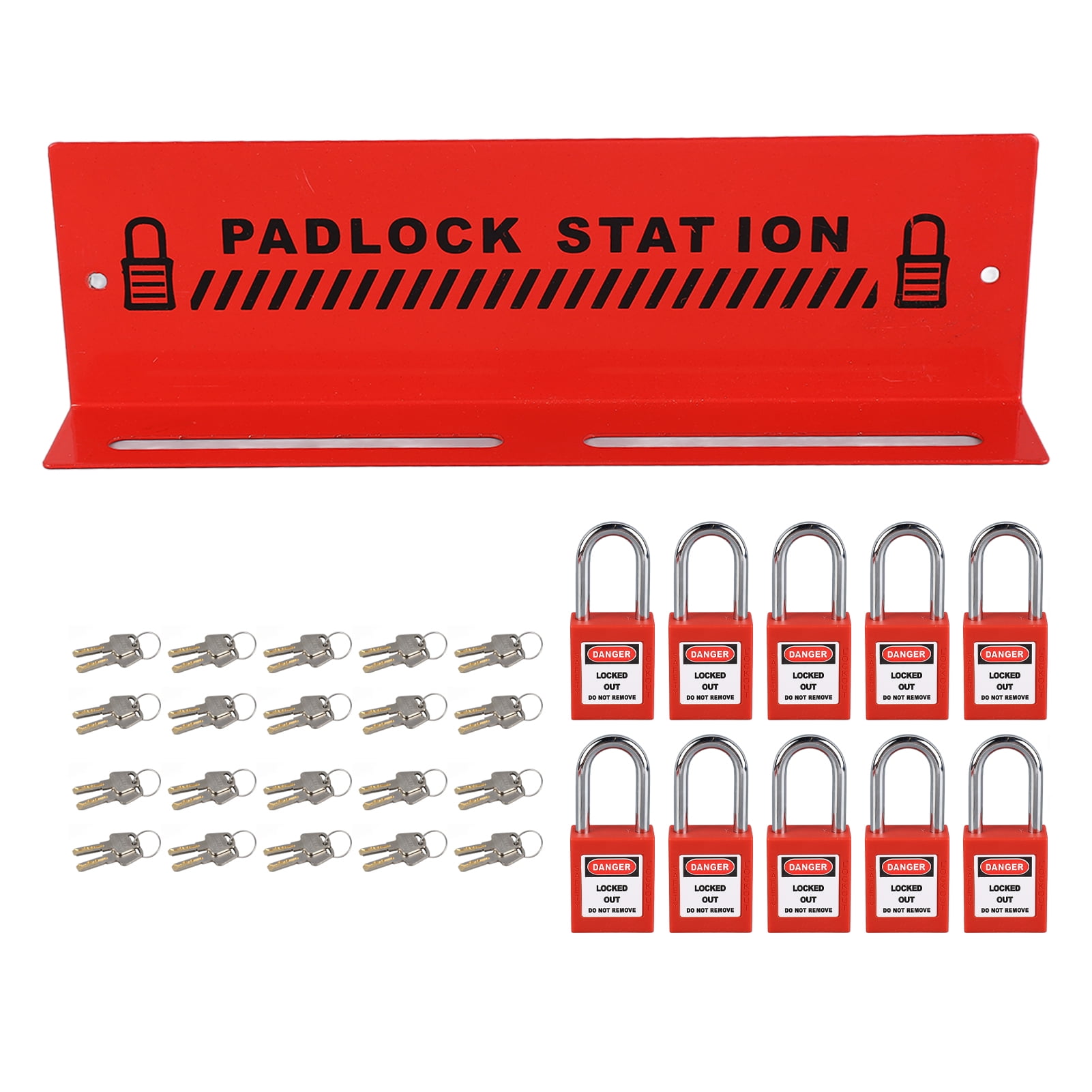 Safety Padlock Station Red Steel Padlock Rack Management Station with ...