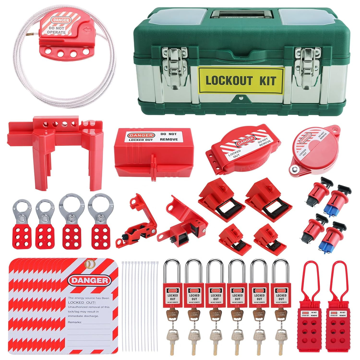 Safety Padlocks - Electrical Lockout Tagout Kit with Gate Valve Lock ...