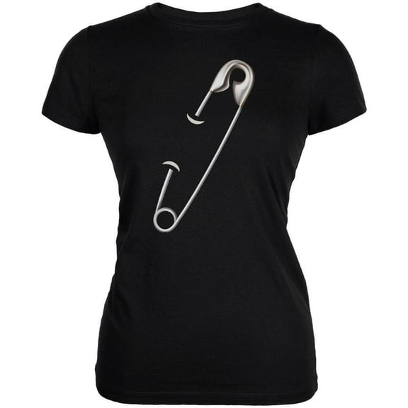 Safety Pin Large Juniors Soft T Shirt Black X-LG