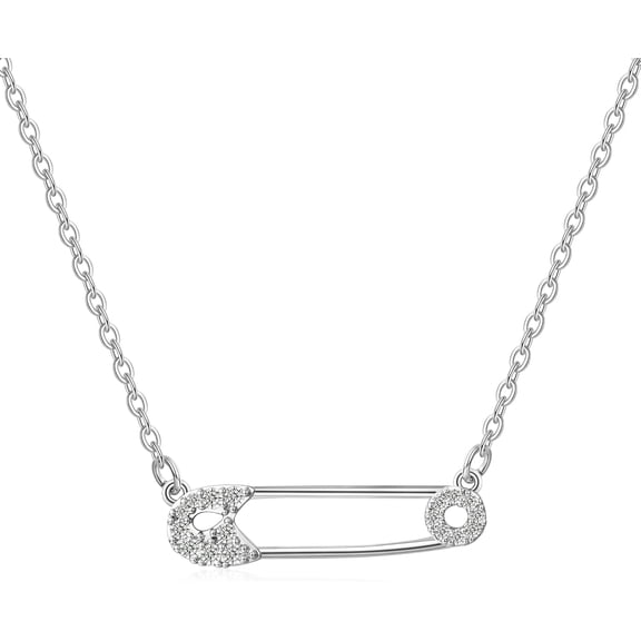 Safety Pin Necklace Paper Clip Pendant Cubic Zirconia Saftey Pin Necklace Choker For Women Gift[u4559]