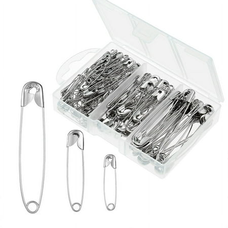Safety Pins , 150 PCS 3 Different Sizes Small and Large Safety Pins, Nickel Plated Steel Pin Bulk for Clothes, Sewing, Arts & Craft