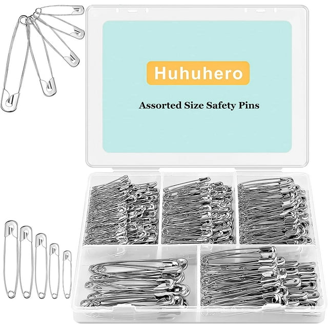 Safety Pins Assorted, 250 PCS Nickel Plated Steel Large Safety Pins
