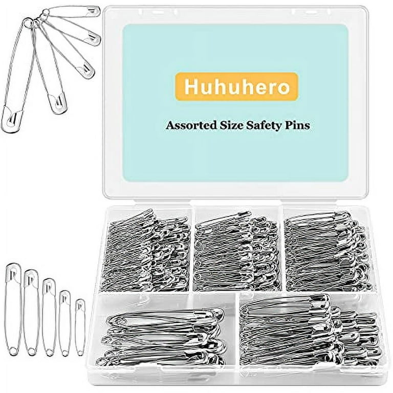 Safety Pins Assorted, 340 PCS Nickel Plated Steel Large Safety