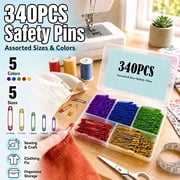 Safety Pins Assorted, 340-Pack 5 Different Sizes Large Safety Pins Heavy Duty, Safety Pin for Clothes Pins, Small Safety Pins for Sewing, Jewelry Making, Arts and Crafts Supplies 5 Colors