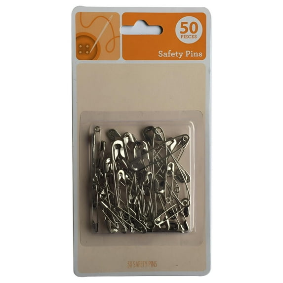 Safety Pins HC1022 Silver Assorted Size Sliver Safety Pins (50 Pack)