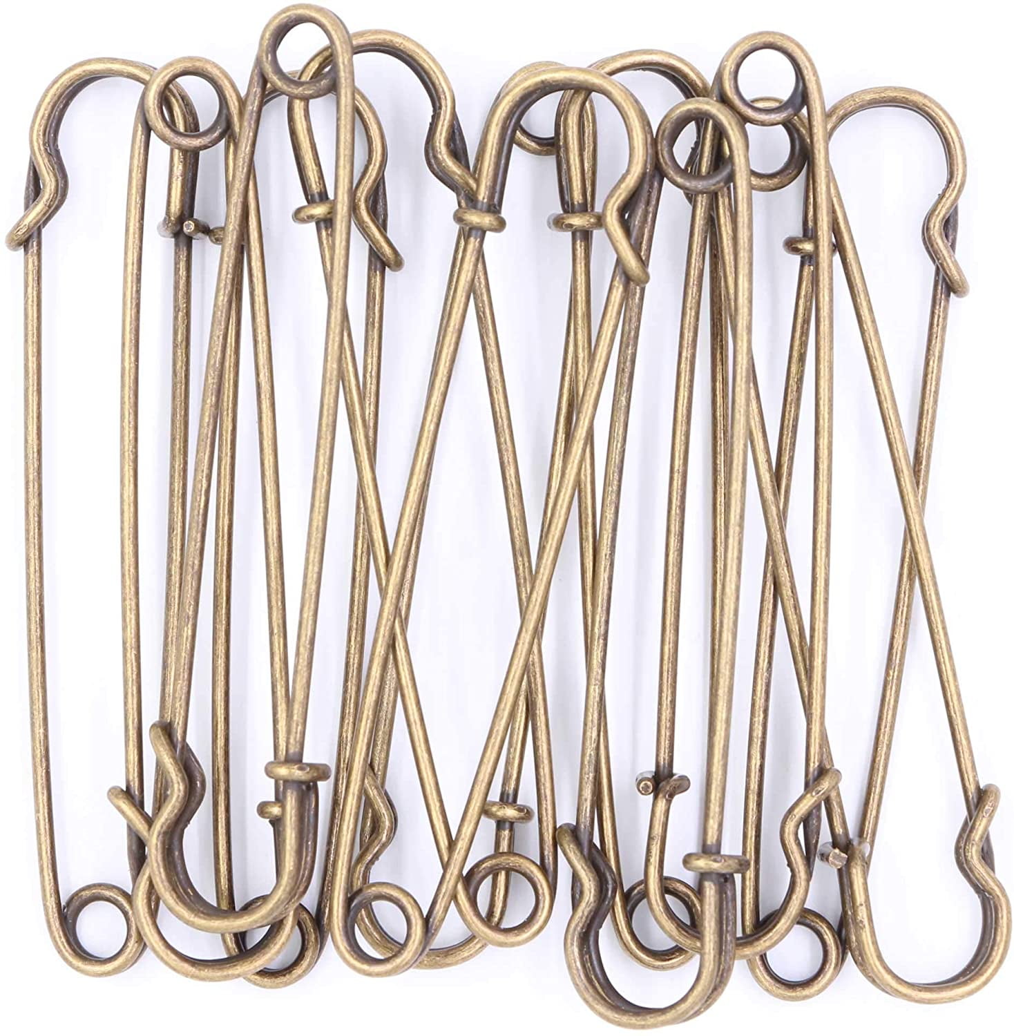 Sea Star 12pcs Extra-Large 4inch Steel Safety Pins - Blankets Skirts Kilts Crafts (4inch 4silver&4black & 4bronze)