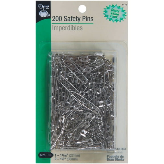 Safety Pins Size 1 & 2, 200/Pkg