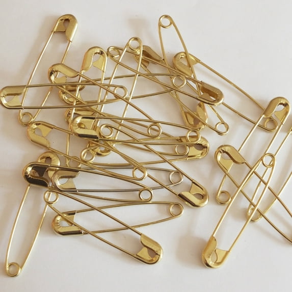 Safety Pins Size 2 (1 1/2") Gold Tone Bulk PK/100 Made in USA