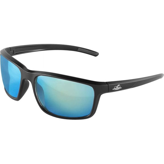 Safety Pompano Glasses - Anti-Fog, Lightweight, Impact/Scratch , Polarized Sunglasses for Cycling, Fishing, Driving, Ice Blue/Matte Black